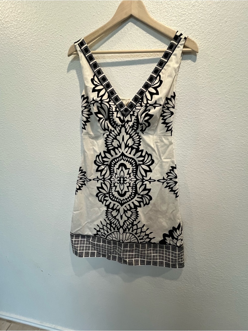 Hale Bob Black & White V-Neck Embroidered Mini Dress - Picture 2 of 11